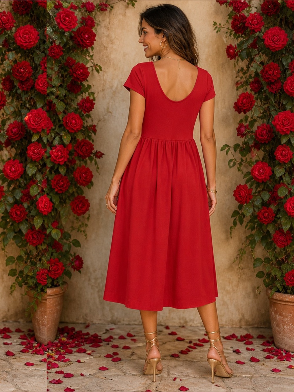 A NEW DAY Red Midi Dress M NWOT - Picture 2 of 4